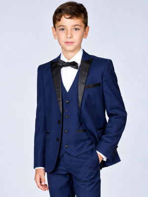 Boys 5 Piece Navy Tuxedo Suit Milano Mayfair