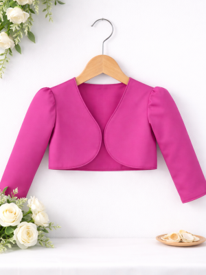 Girls Long Sleeve Hot Pink Bolero
