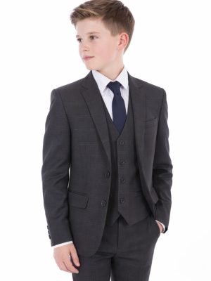 Boys Grey Check Suit Spencer