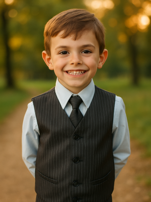 Boys 4 Piece Suit Pinstripe Romario