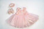 Baby Girls Dresses Baby Girls Pink Dress With Headband and Shoes