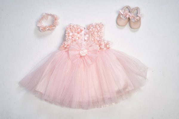 Baby Girls Dresses Baby Girls Pink Dress With Headband and Shoes