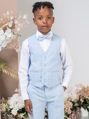 Boys Boys 4 Piece Check Suit Blue