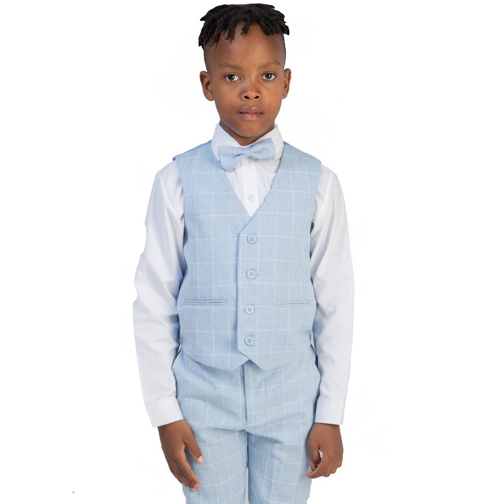 Boys 4 Piece Check Suit Blue Occasionwear for Kids