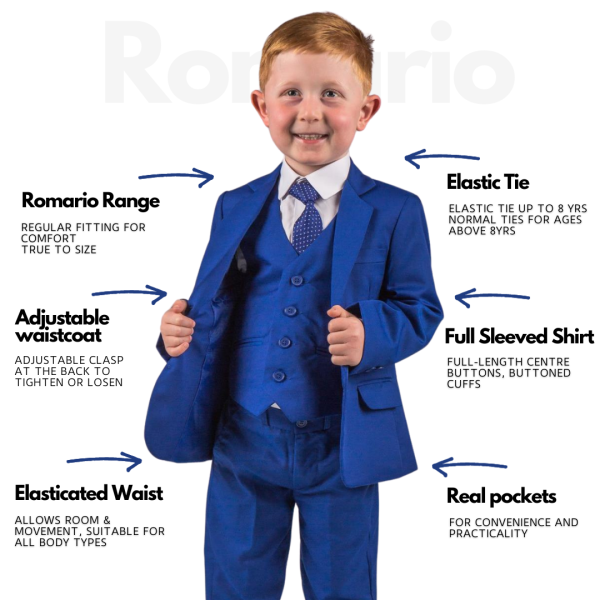 Boys 5 Piece Suits Boys 5 piece Romario Suit in Blue