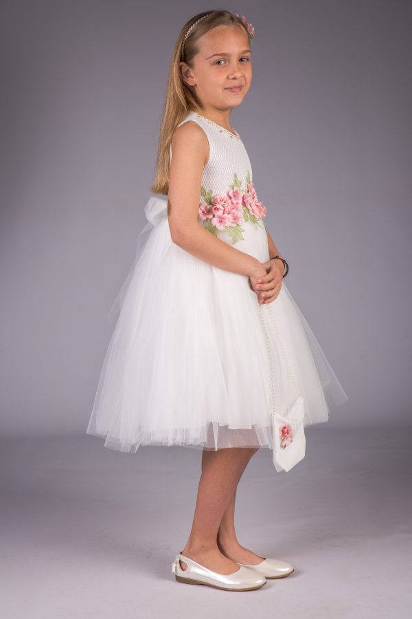 Baby Girls Dresses Girls White/Pink Flowers Dress