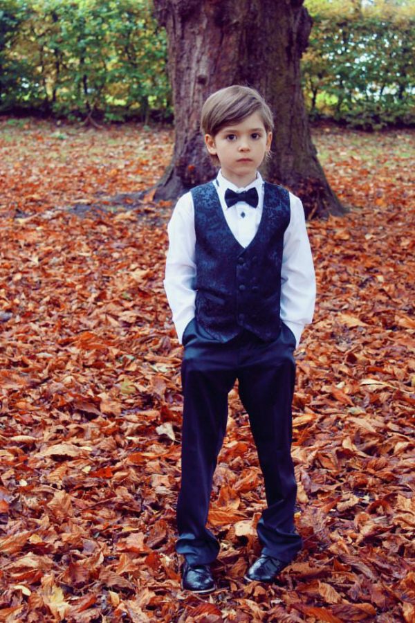 Boys Boys Navy Tuxedo Suit Paisley Jacket