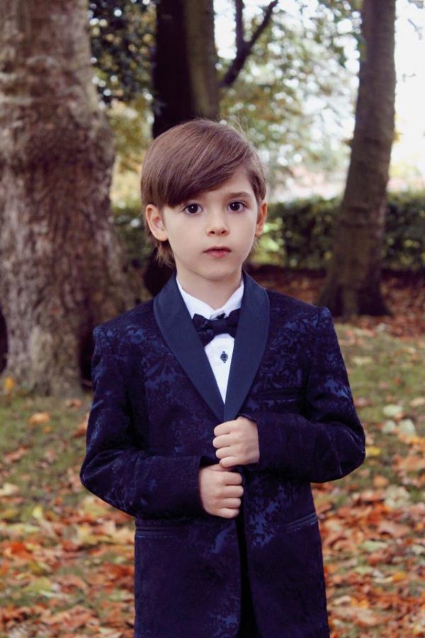 Boys Boys Navy Tuxedo Suit Paisley Jacket