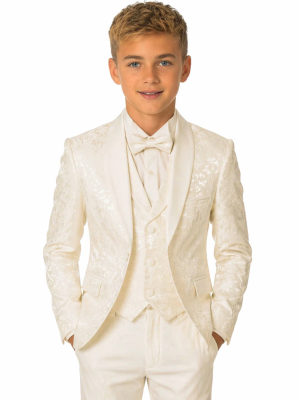 Boys Ivory Tuxedo Suit Paisley Jacket