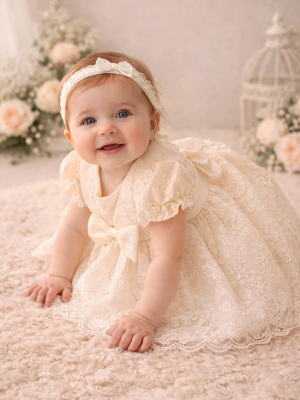 Baby Girls Queen Ivory Christening Dress