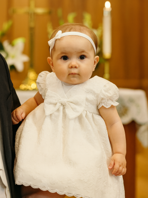 Baby Girls Queen White Christening Dress