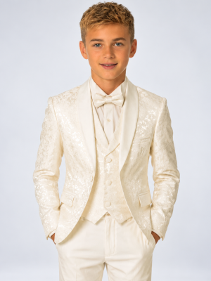 Boys Ivory Tuxedo Suit Paisley Jacket