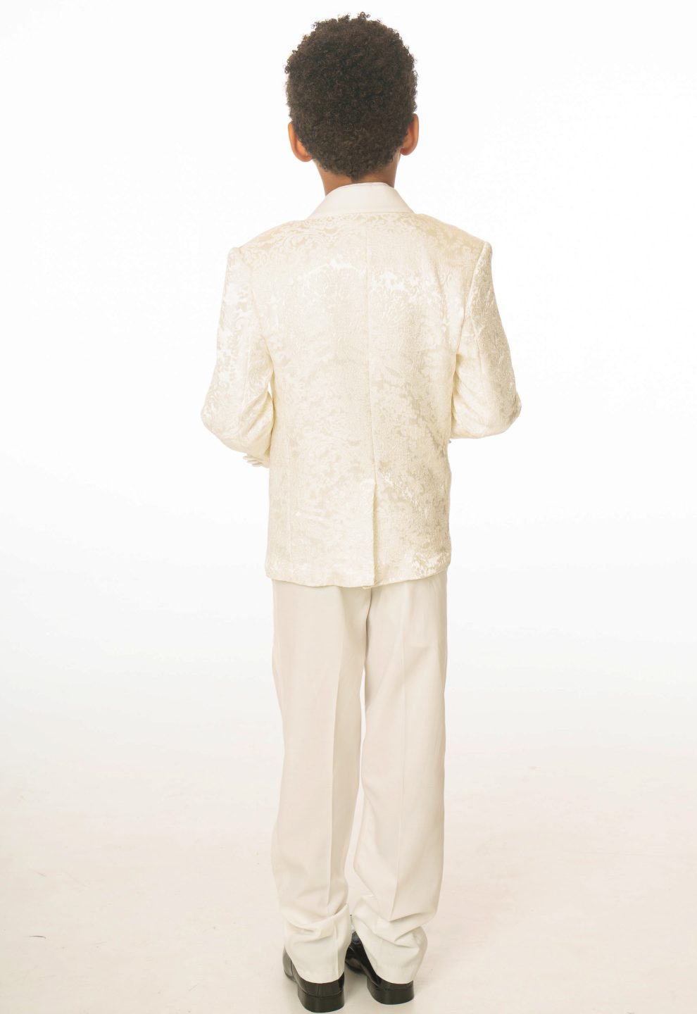 Boys Kids Sizes Tuxedo Suit AFT 3-Buttons Vest Suede Shawl Suit With Adjustable Tie Ivory main image 1