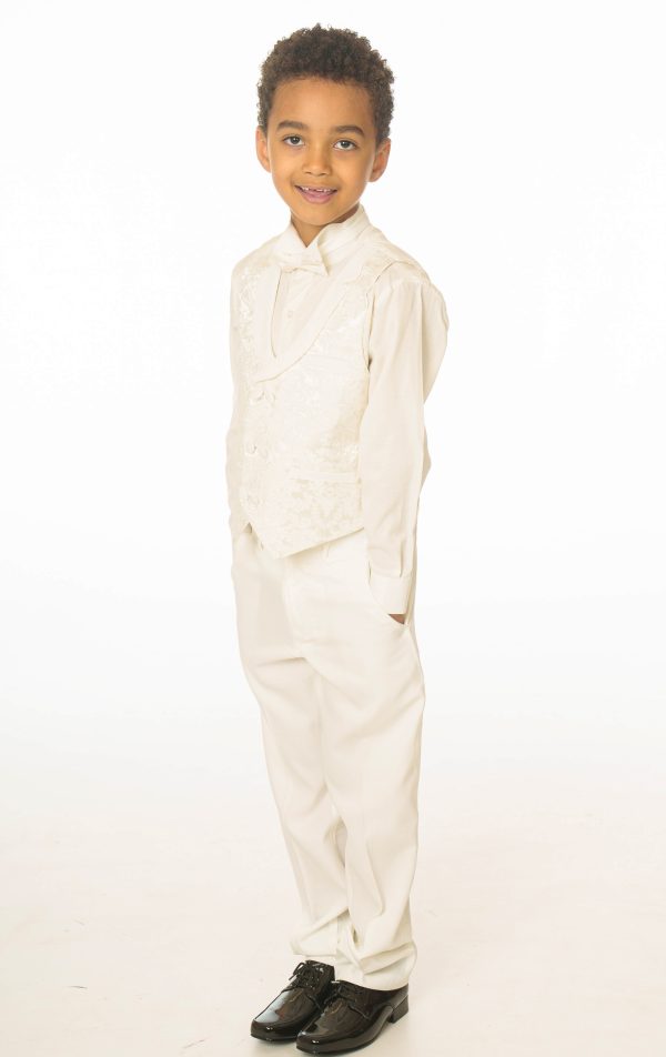 Boys Boys Ivory Tuxedo Suit Paisley Jacket