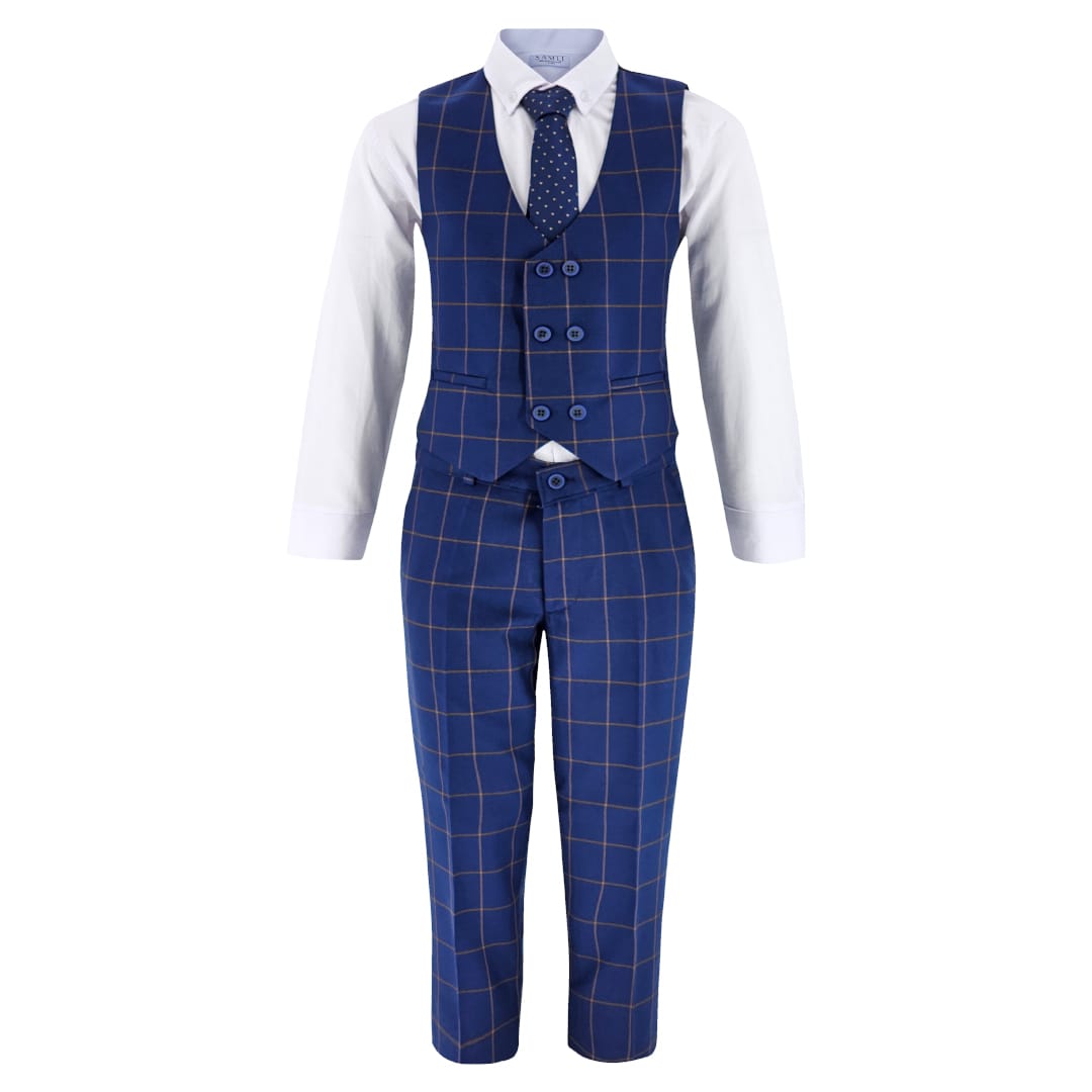 Boys Navy Check Suit Robert Occasionwear for Kids