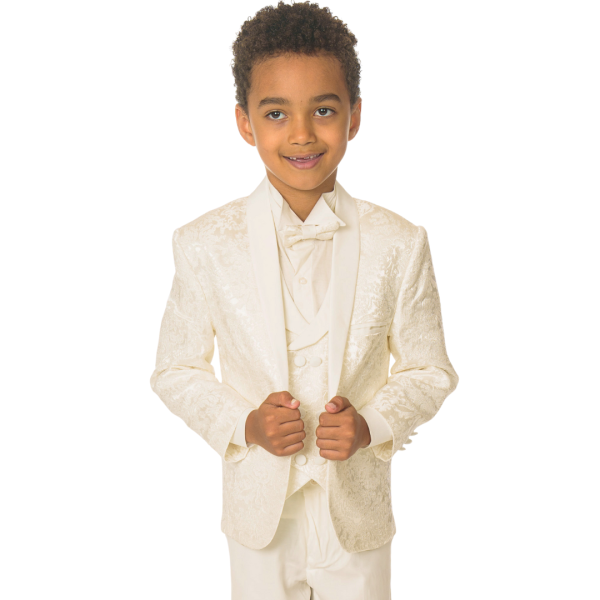 Boys Boys Ivory Tuxedo Suit Paisley Jacket