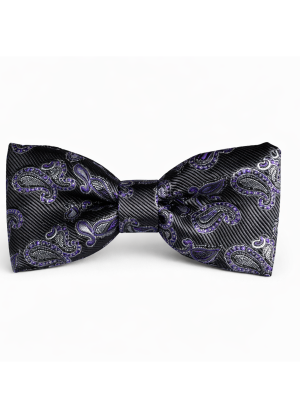 Silver large paisley bow tie