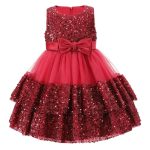 Baby Girls Dresses Girls Sparkly Bow Dress Red