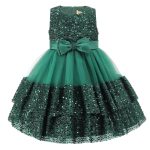 Baby Girls Dresses Girls Sparkly Bow Dress Green