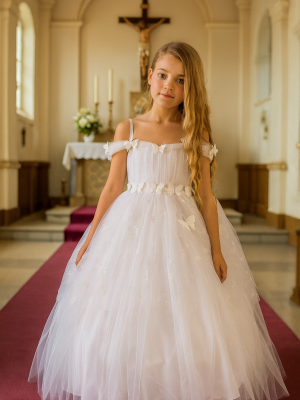 Girls White Butterfly Hoop Dress