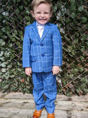 Baby Boys Suits Baby Boys 5 Piece Sage/Pink Check Suit