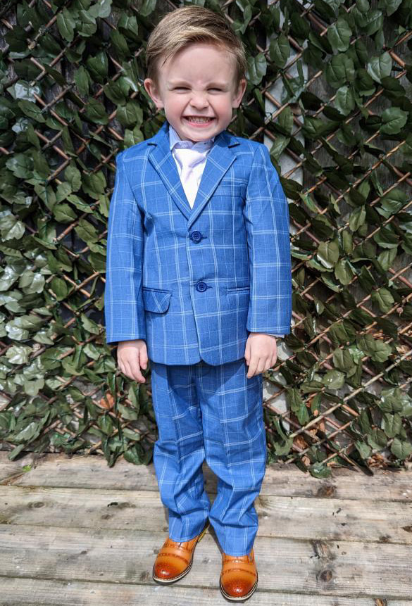 Baby Boys Suits Baby Boys 5 Piece Blue Check Suit