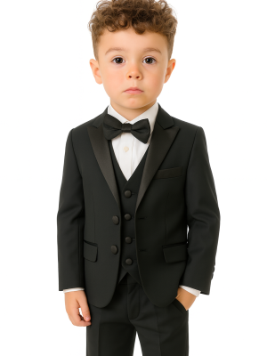 Baby Boys 5 Piece Black Tuxedo Suit Milano Mayfair