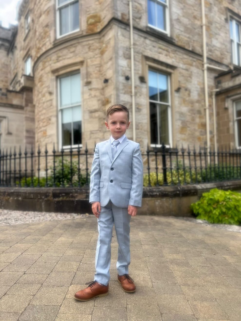 Petit Italia - Boys White & Blue Stripe Suit main image 1