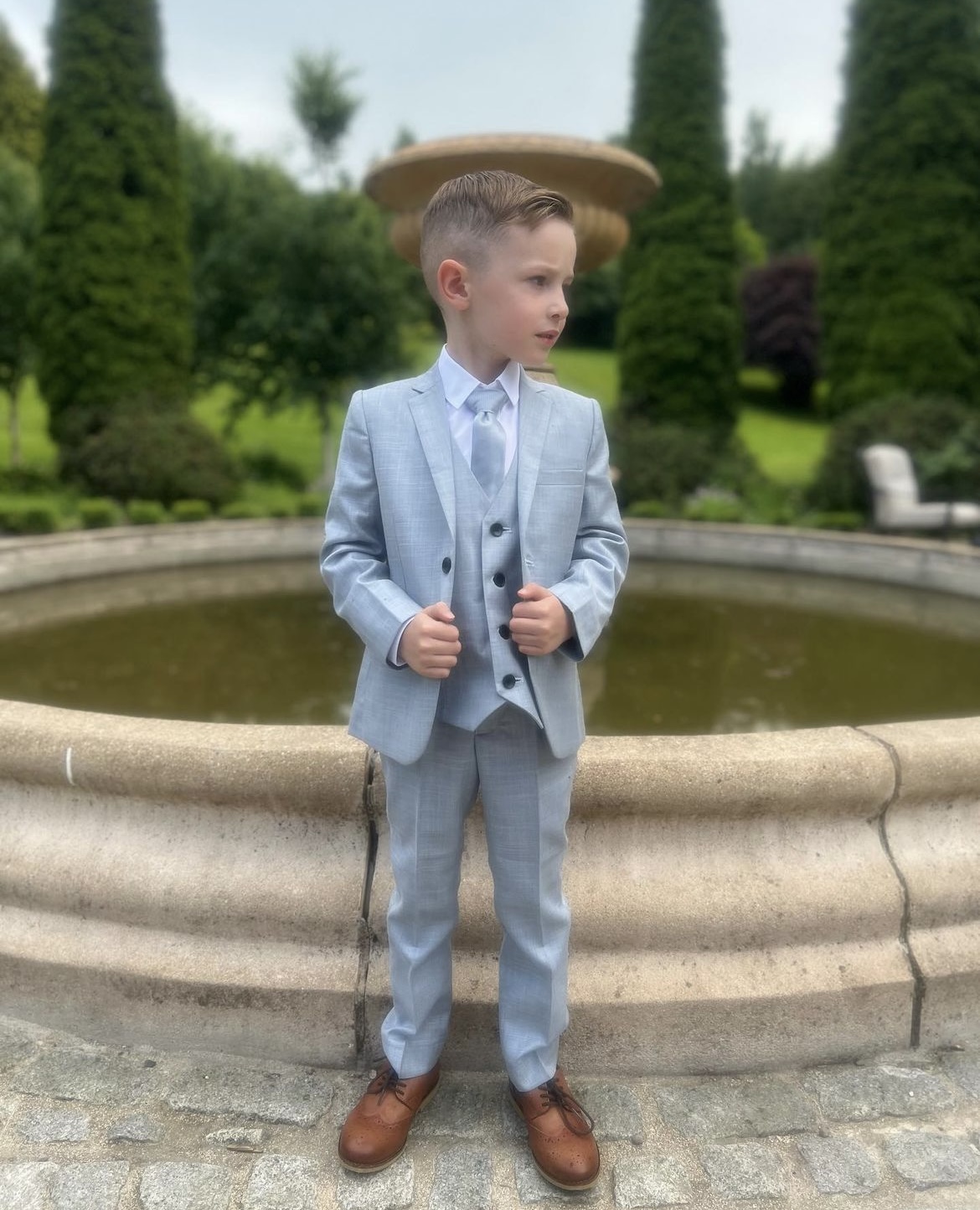 Baby Boys 5 Piece Light Blue Suit Milano Mayfair – Occasionwear for Kids