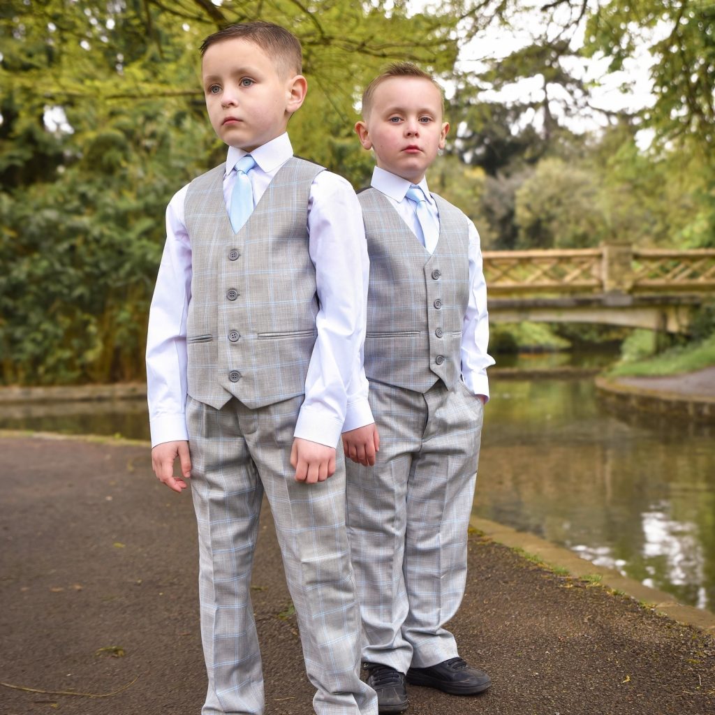 Boys Half Sleeves Suit - Grey & Blue main image 0