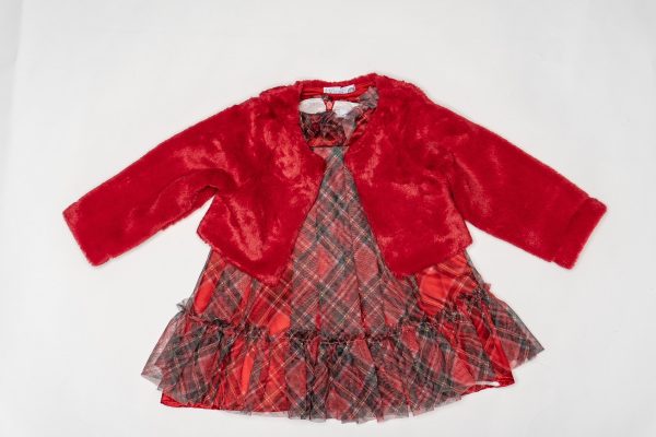 Baby Girls Dresses Girls Red Anne Dress with Fur Bolero