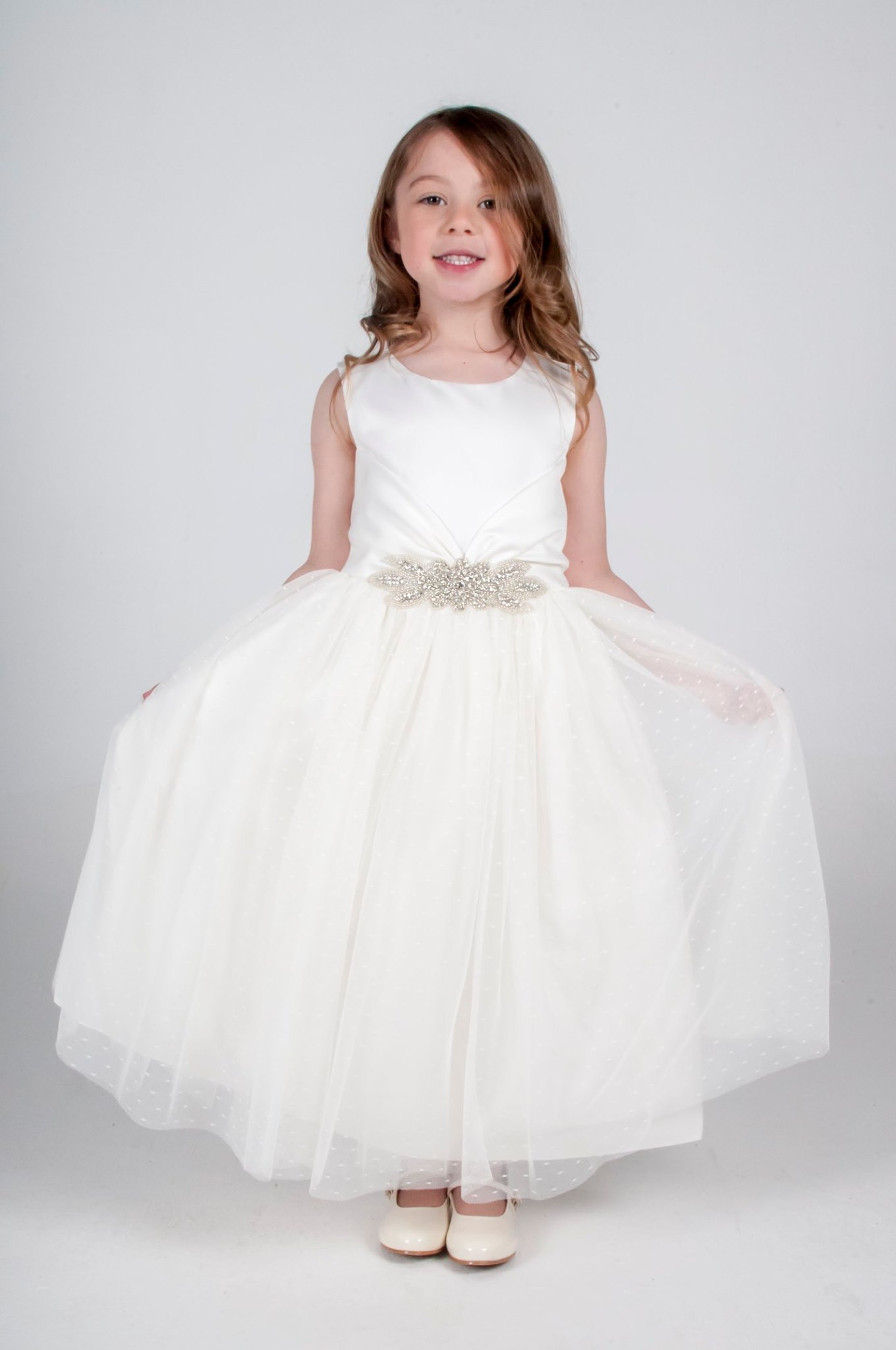 Girls Sasha Dress in Ivory – Occasionwear for Kids
