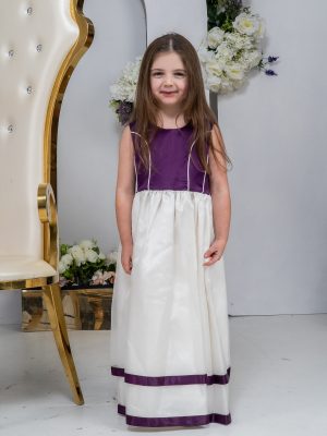 Flower Girl Dresses and Bridesmaid Dresses Girls Jasmine Dress in Ivory/Purple