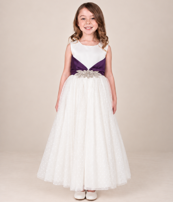 Girls Sasha Dress in White-Purple-3