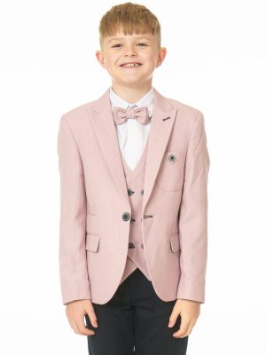 Boys Boys 5 Piece Dark Pink Bow Tie Suit