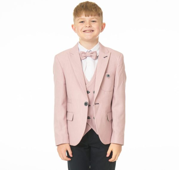 Boys Boys 5 Piece Baby Pink Bow Tie Suit