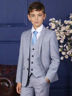 Boys 5 Piece Light Grey Suit Milano Mayfair