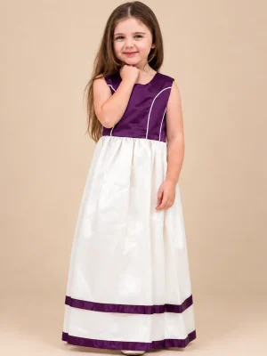 Girls Qwynn Dress in Purple/Ivory