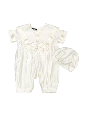 Baby Boys Suits Baby Boys Light Blue Pleated Christening Romper