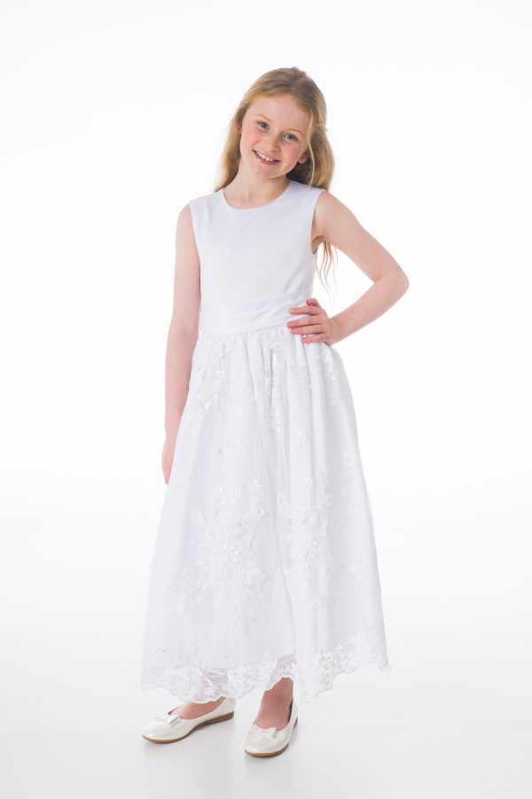 Girls Florence Dress in White - Image 7