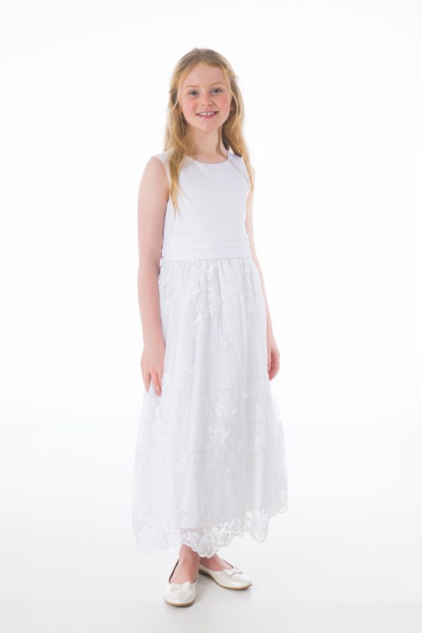 Girls Florence Dress in White - Image 9