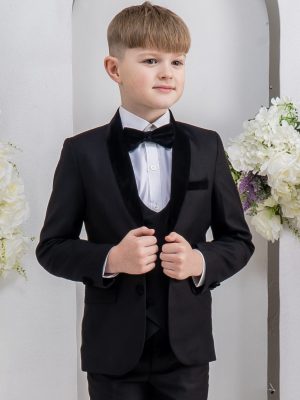 Baby Boys Suits Boys 5 Piece Black Velvet Tuxedo Suit Milano Mayfair