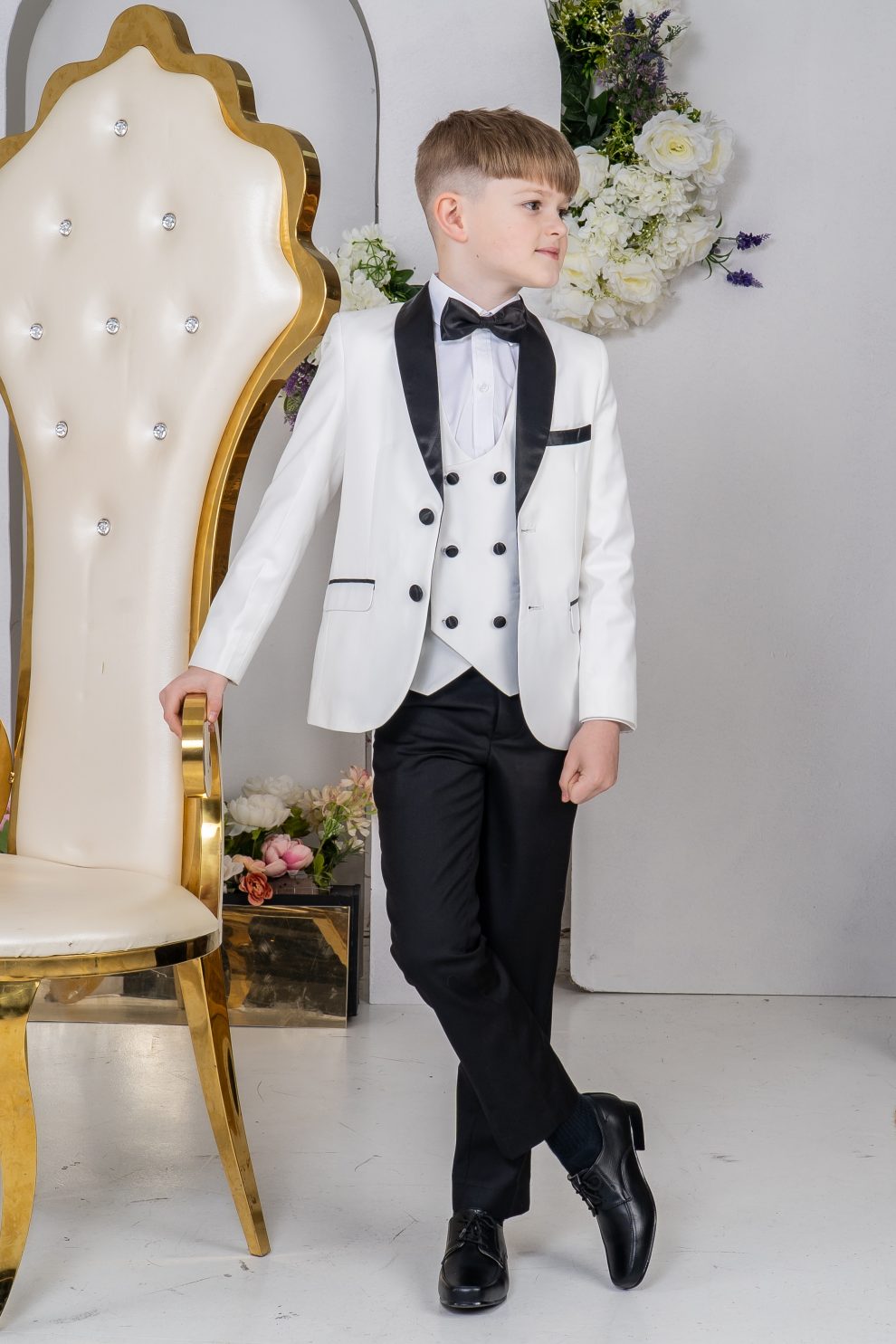 OMC 3-Pieces Boy's White Slim Fit Tuxedo