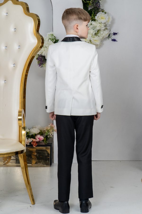 Baby Boys Suits Boys 5 Piece White/Black Tuxedo Suit Milano Mayfair