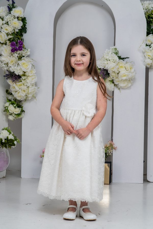 Girls Belle Dress in Ivory - Image 5