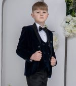 Baby Boys Suits Boys 5 Piece Navy Velvet Tuxedo Suit Milano Mayfair