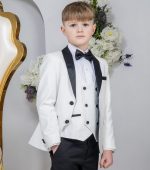 Baby Boys Suits Boys 5 Piece White/Black Tuxedo Suit Milano Mayfair