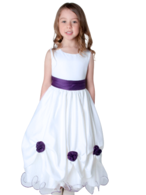 Flower Girl Dresses and Bridesmaid Dresses Girls Amelia Dress in White/Purple
