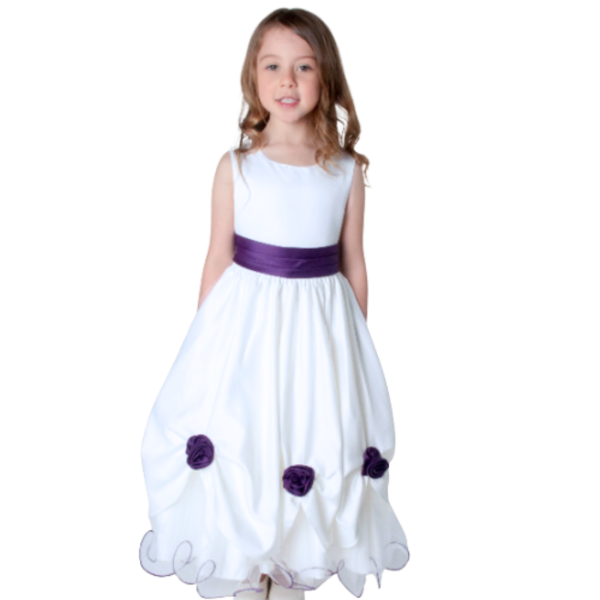 Flower Girl Dresses and Bridesmaid Dresses Girls Amelia Dress in White/Purple