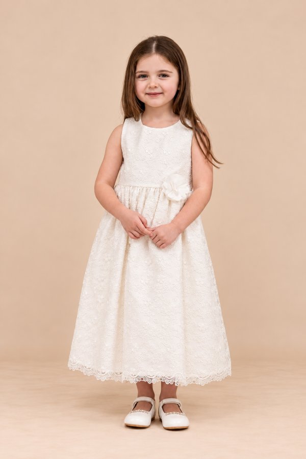 Girls Belle Dress in Ivory-1